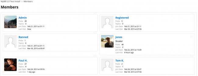 Mitgliederliste von MyBB 2.0